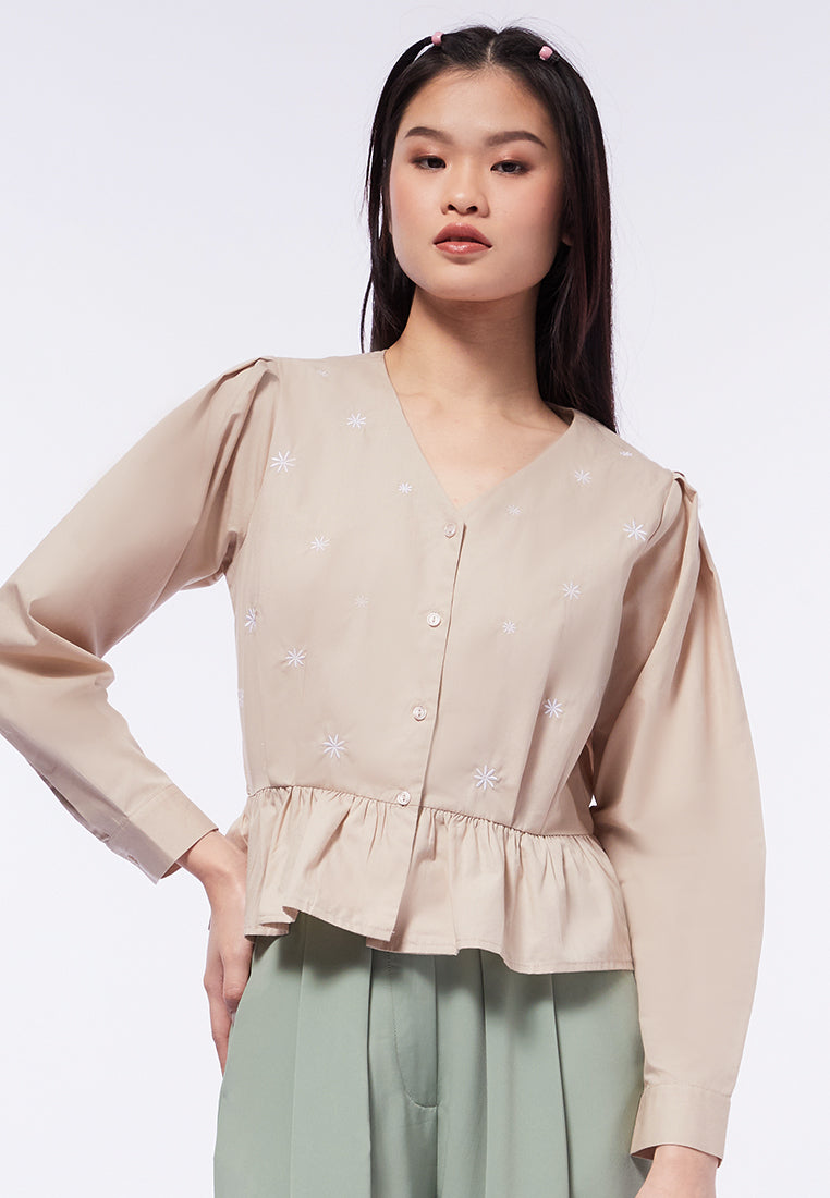 Long Sleeve Peplum Blouse
