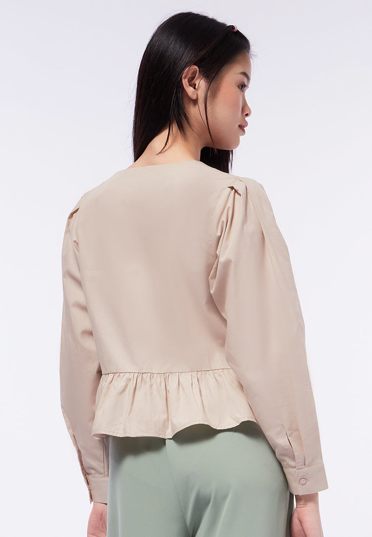 Long Sleeve Peplum Blouse