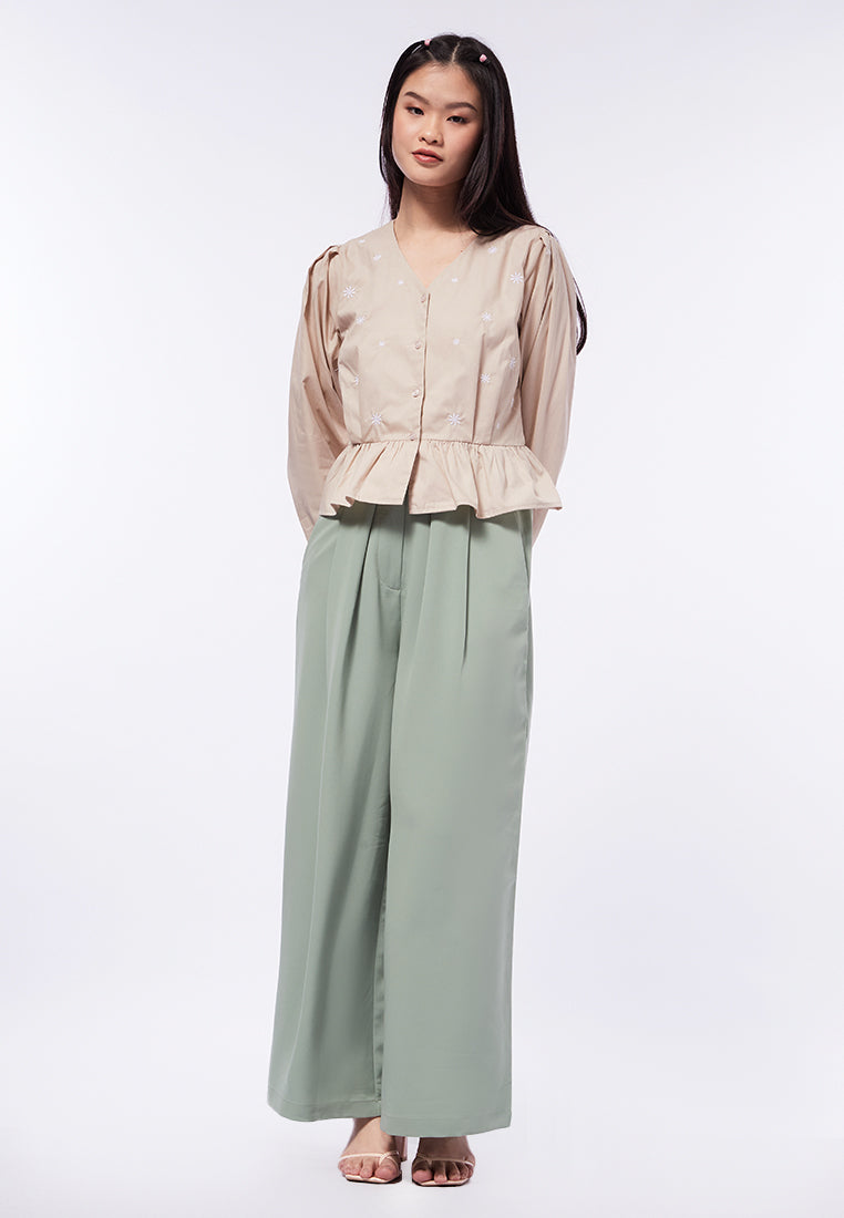Long Sleeve Peplum Blouse