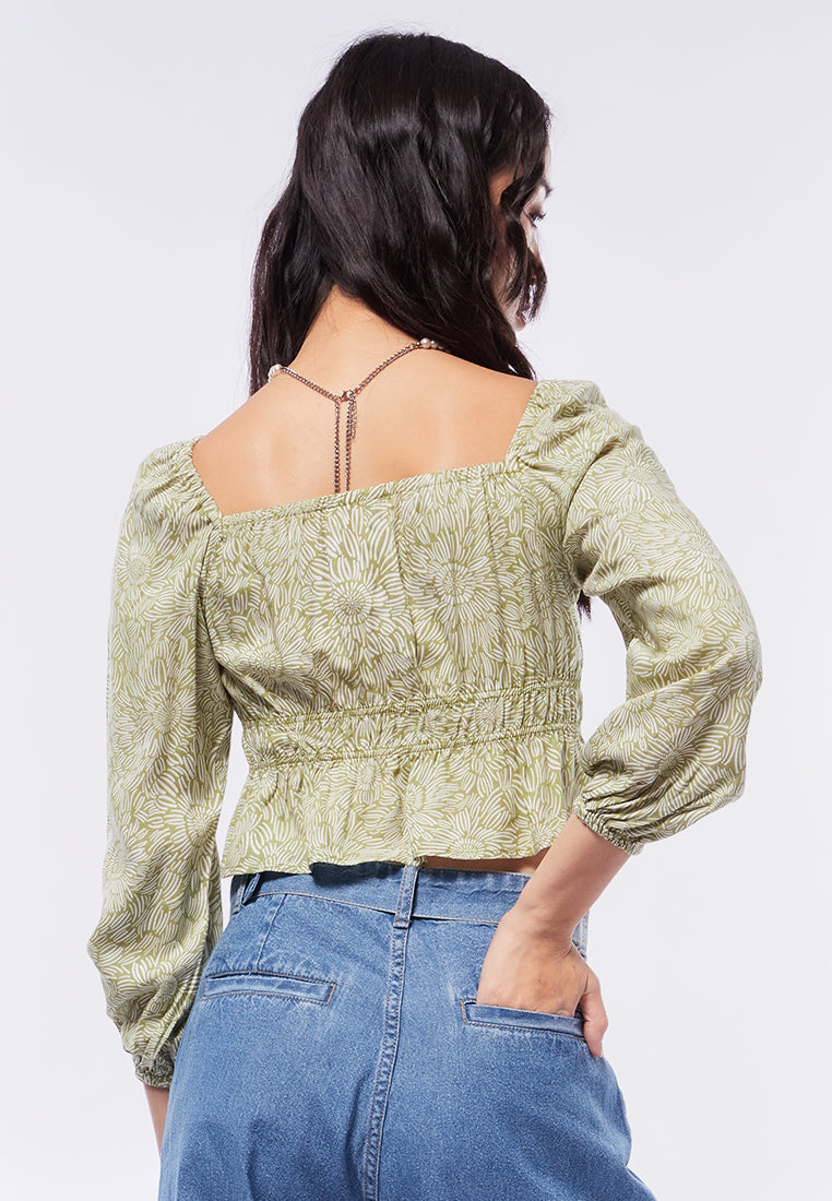 Square Neck Printed Blouse