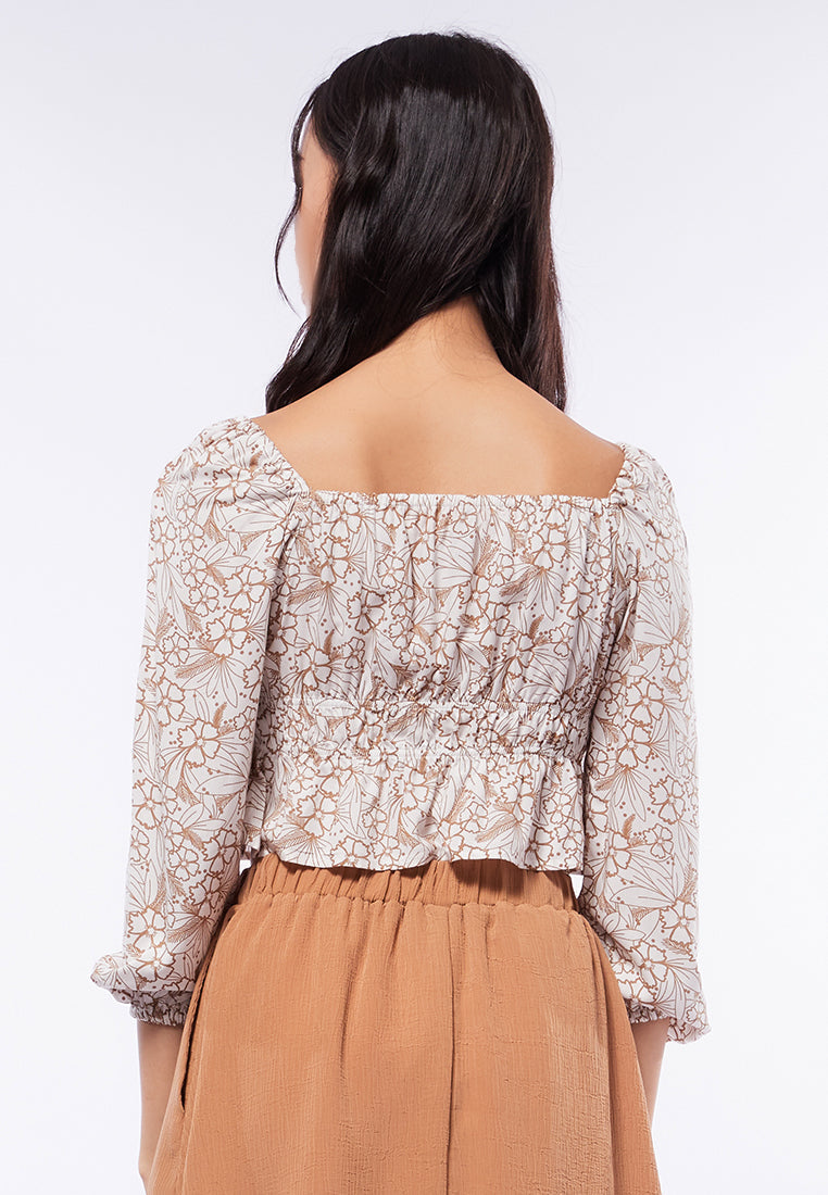 Square Neck Printed Blouse