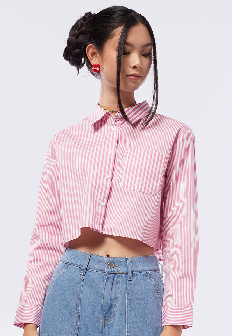 Long Sleeve Printed Crop Shirt
