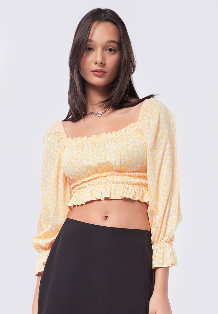 Square Neck Long Sleeve Top