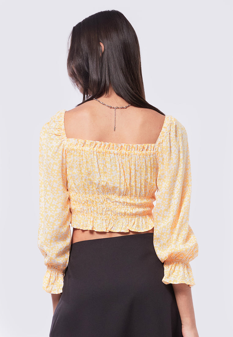 Square Neck Long Sleeve Top