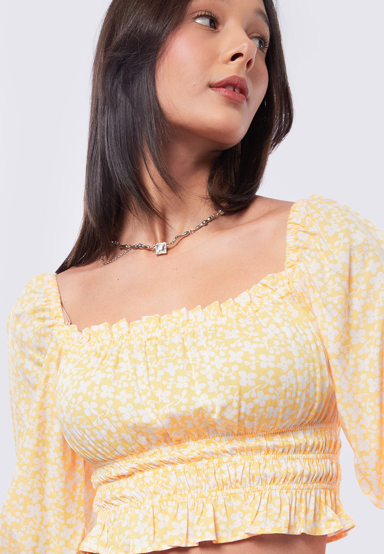Square Neck Long Sleeve Top