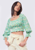 Square Neck Long Sleeve Top