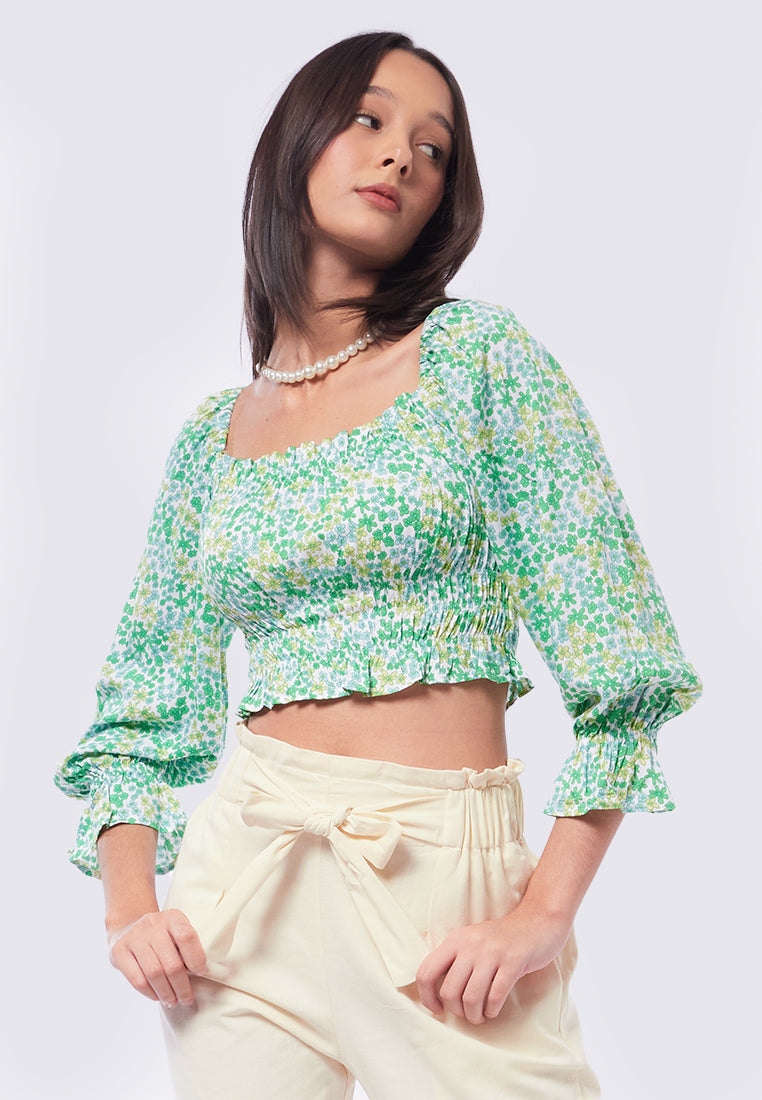 Square Neck Long Sleeve Top