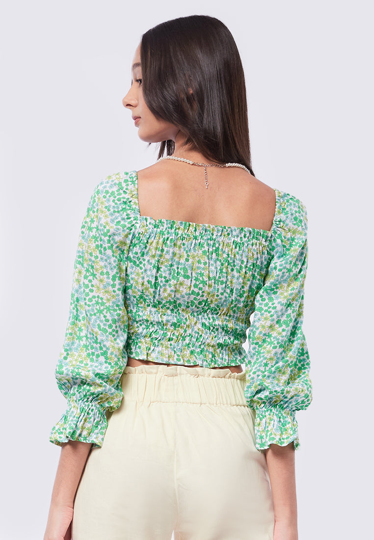 Square Neck Long Sleeve Top