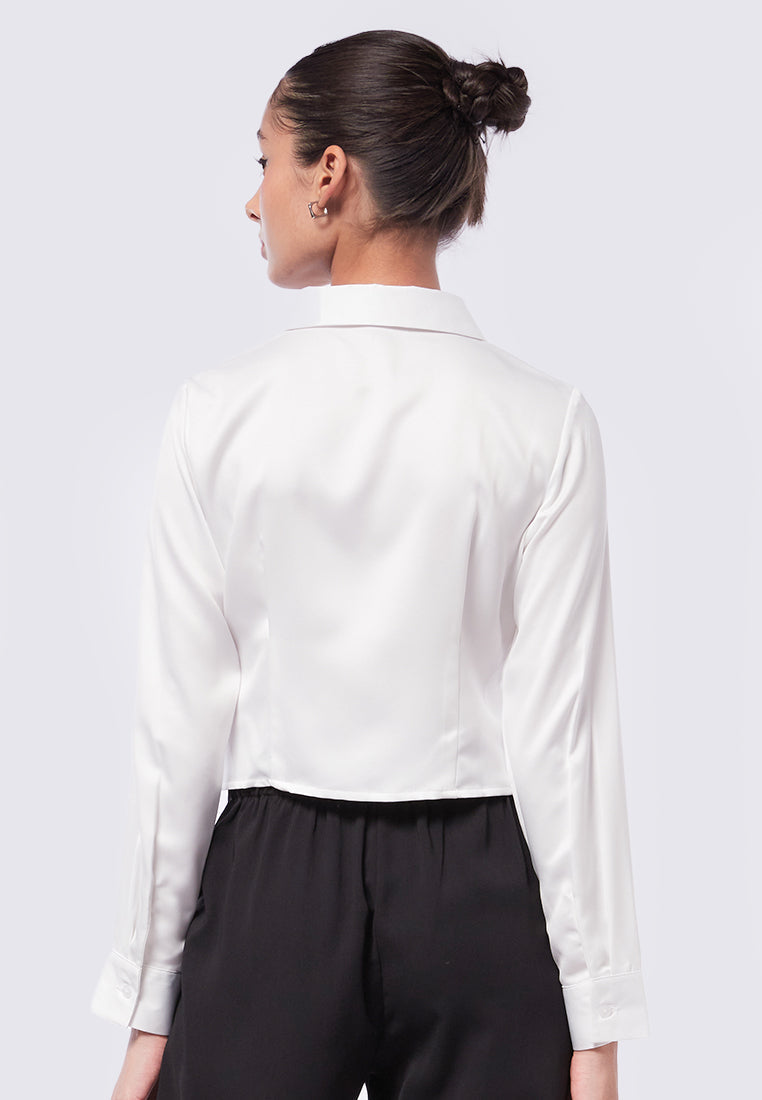 Darted Long Sleeve Sateen Shirt