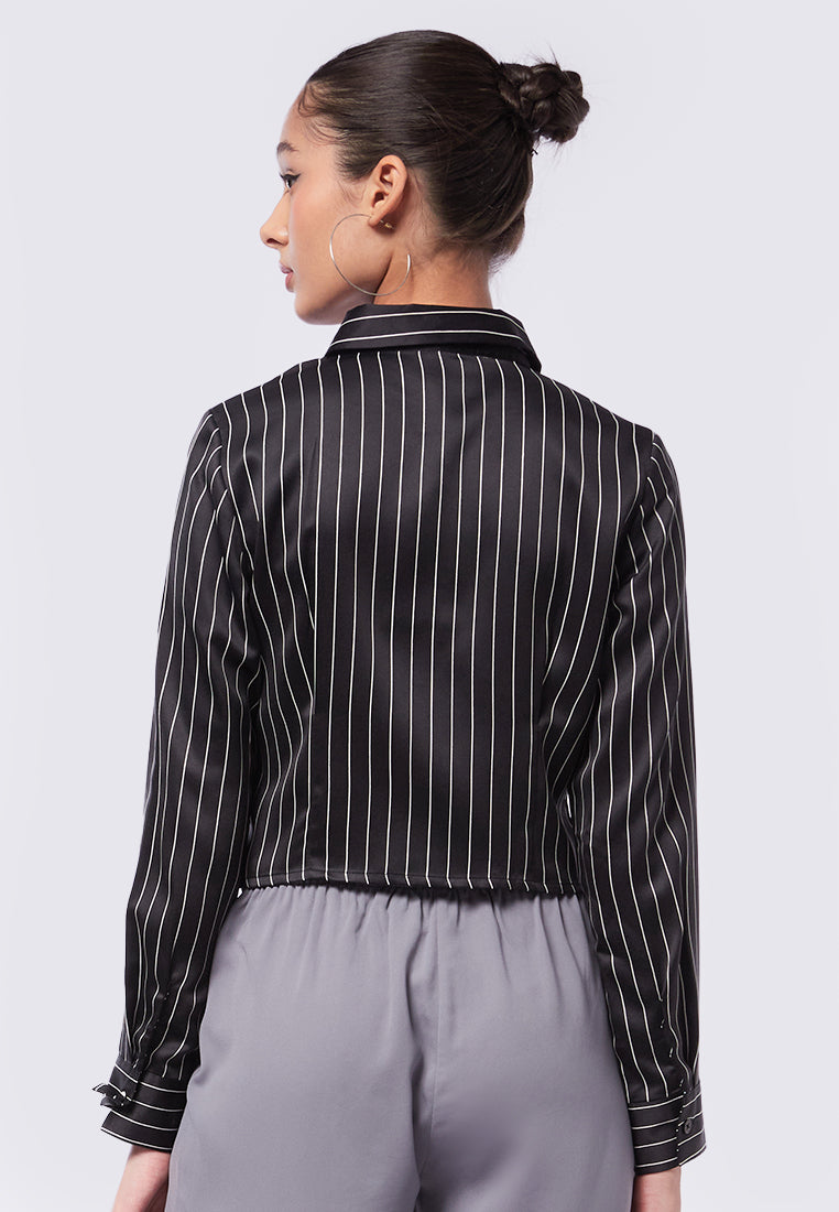 Darted Long Sleeve Sateen Shirt