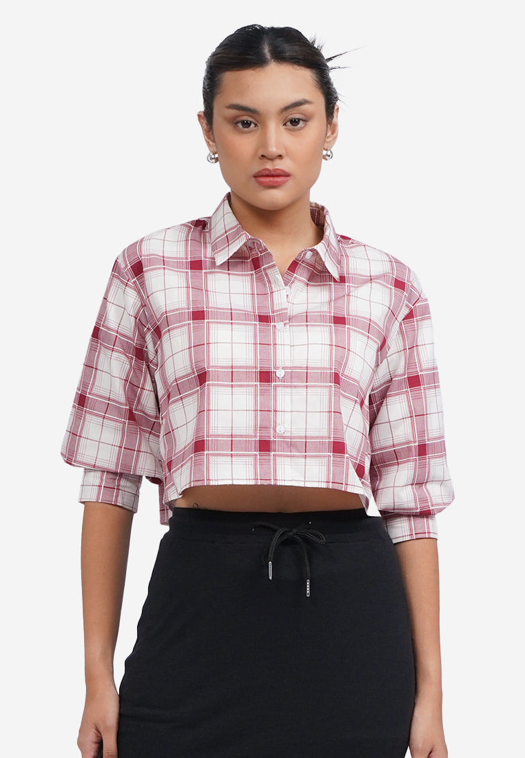 Ruched Sleeves Crop Blouse