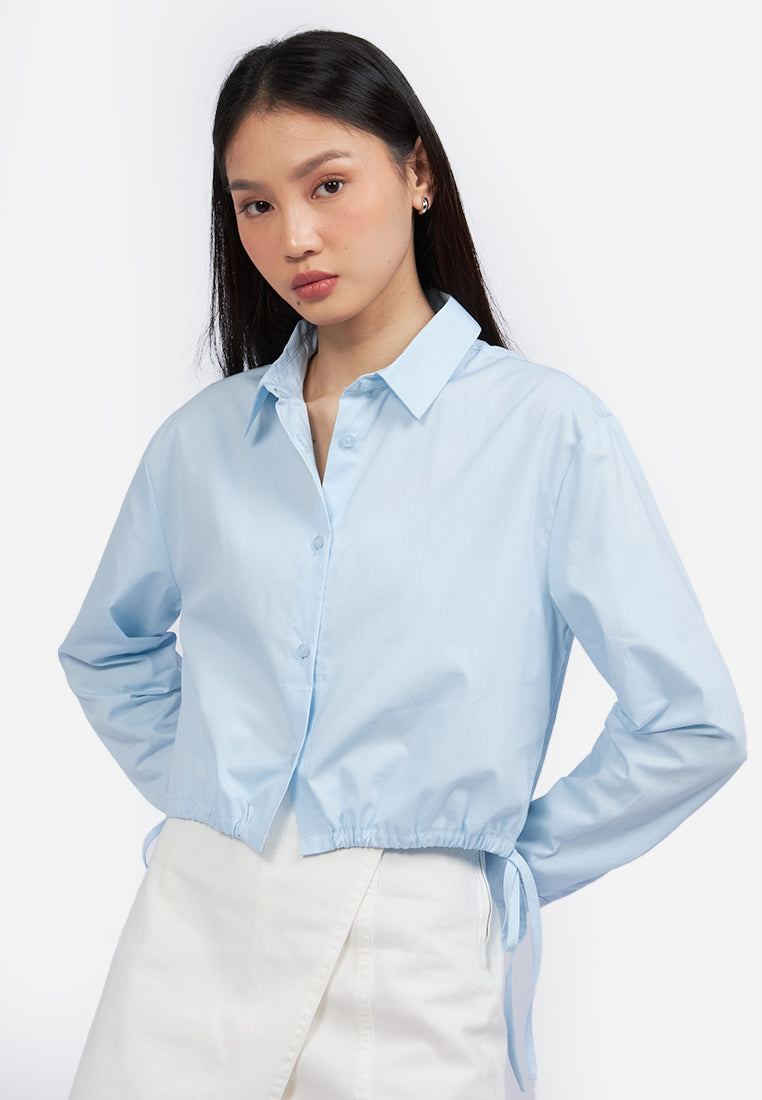 Long Sleeve Shirt with Side Bow L.Blue