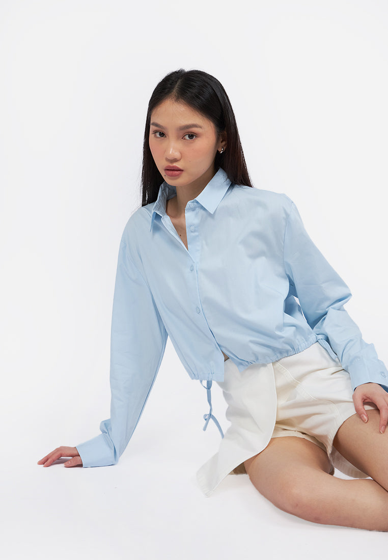Long Sleeve Shirt with Side Bow L.Blue