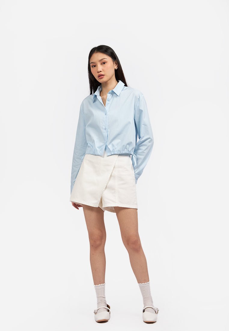 Long Sleeve Shirt with Side Bow L.Blue
