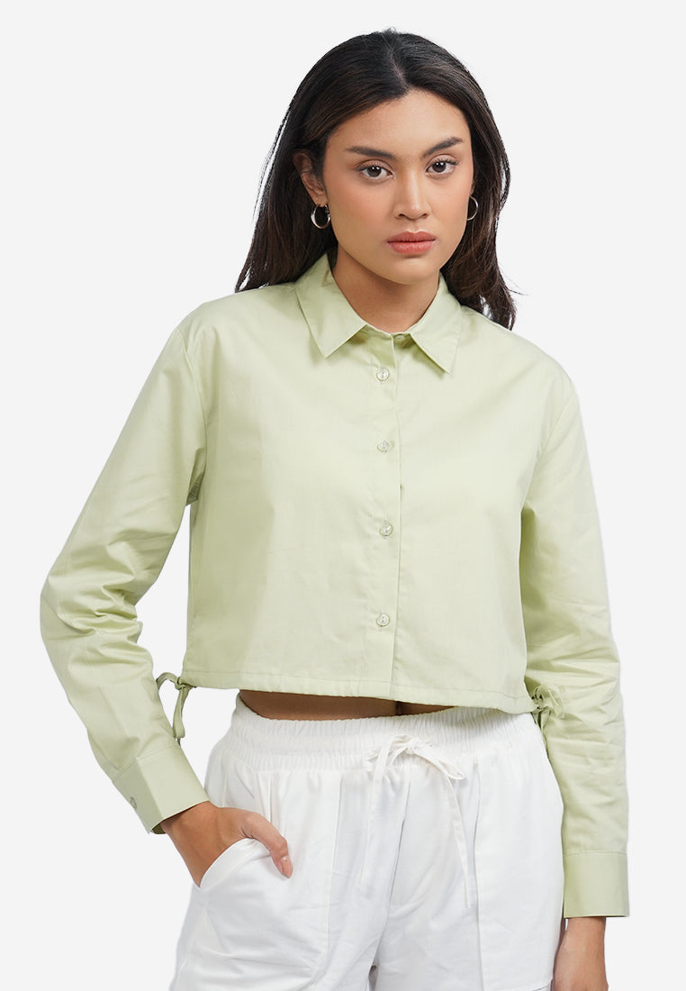 Long Sleeve Shirt with Side Bow Green
