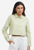 Long Sleeve Shirt with Side Bow Green