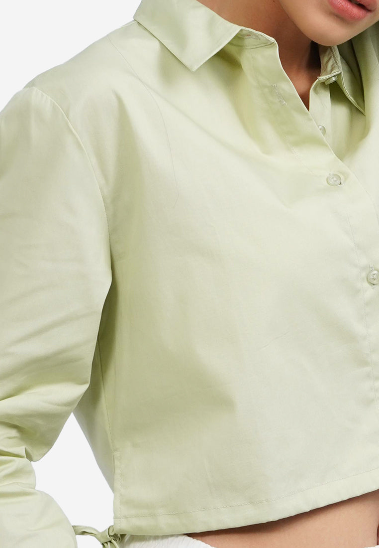 Long Sleeve Shirt with Side Bow Green