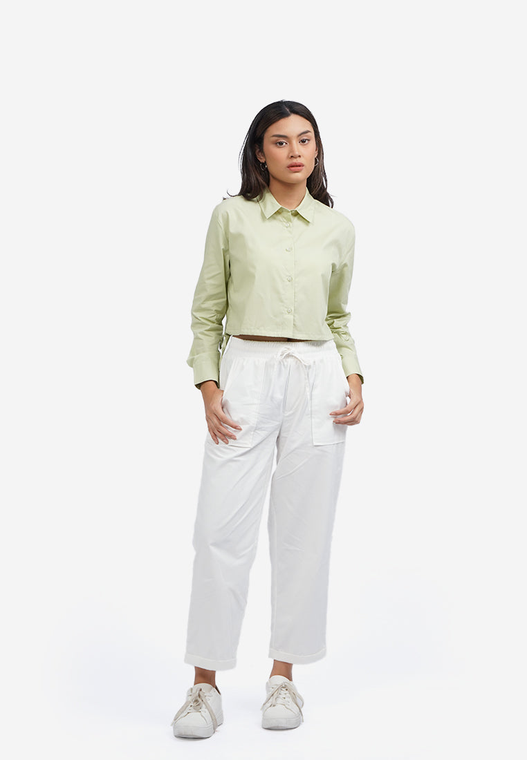 Long Sleeve Shirt with Side Bow Green
