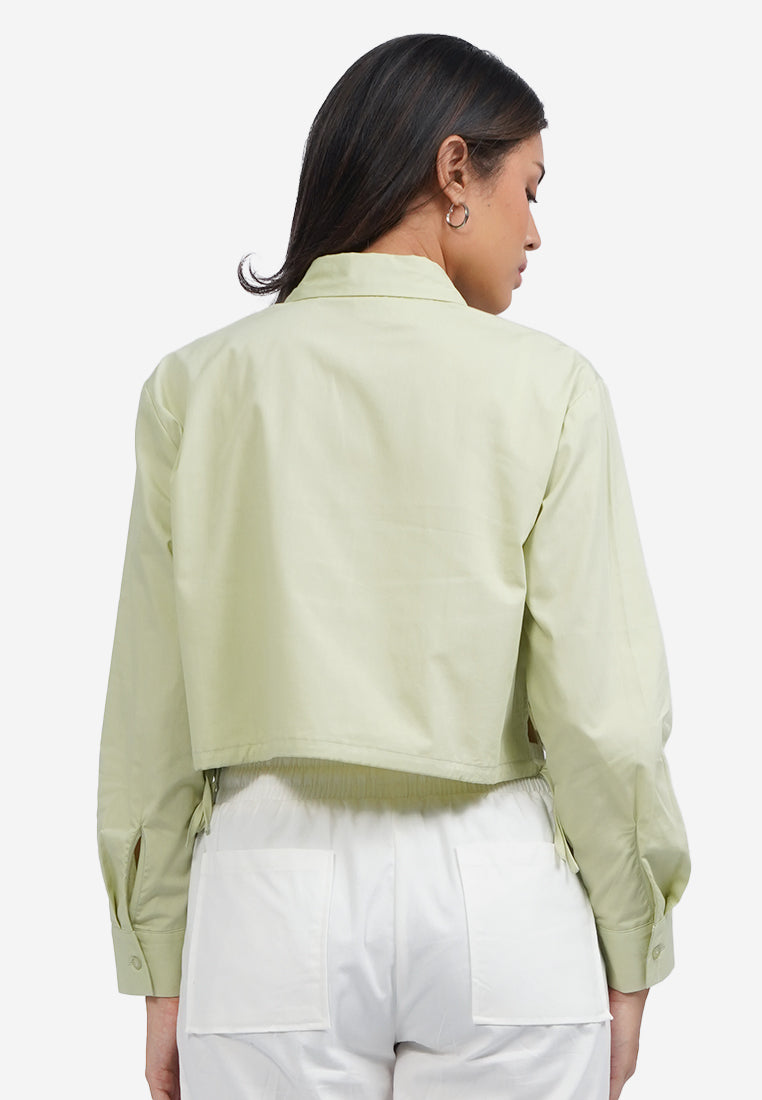 Long Sleeve Shirt with Side Bow Green