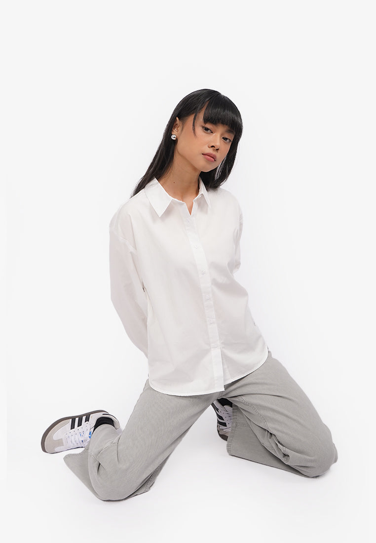 Basic Long Sleeve Shirt Off White