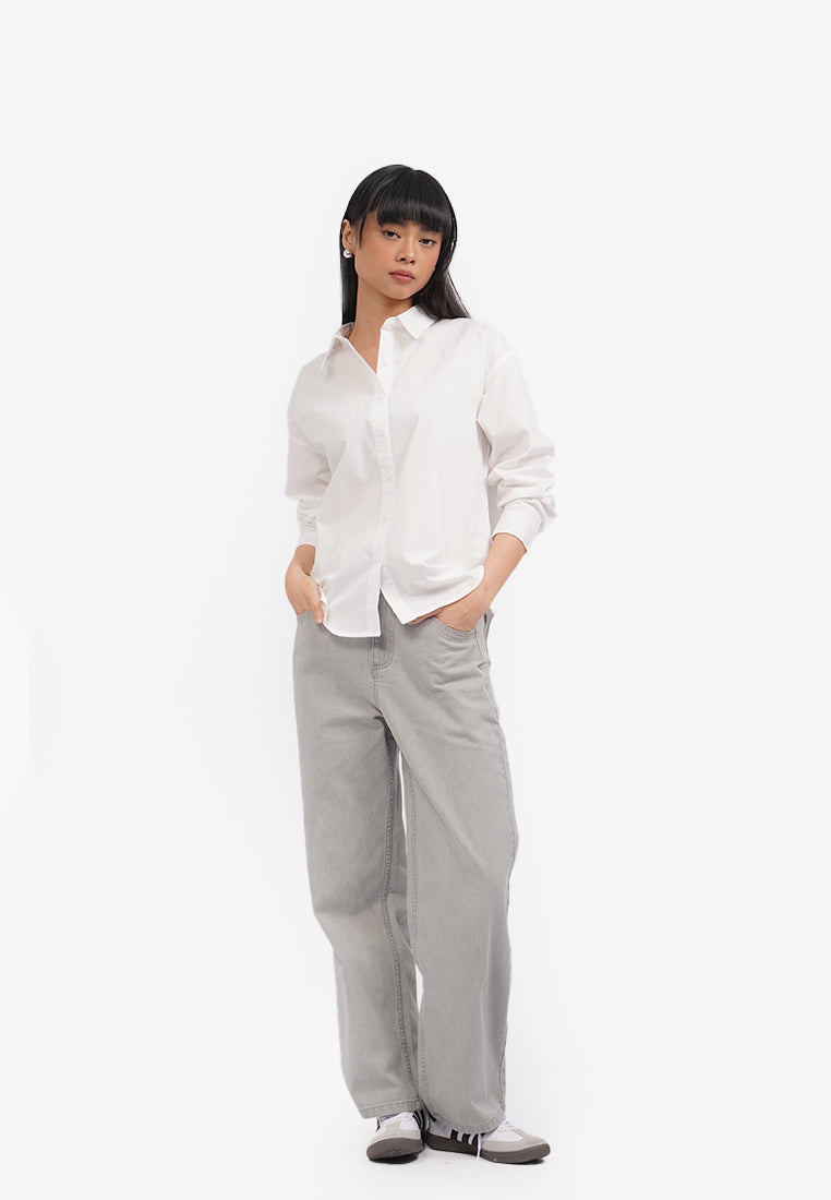 Basic Long Sleeve Shirt Off White