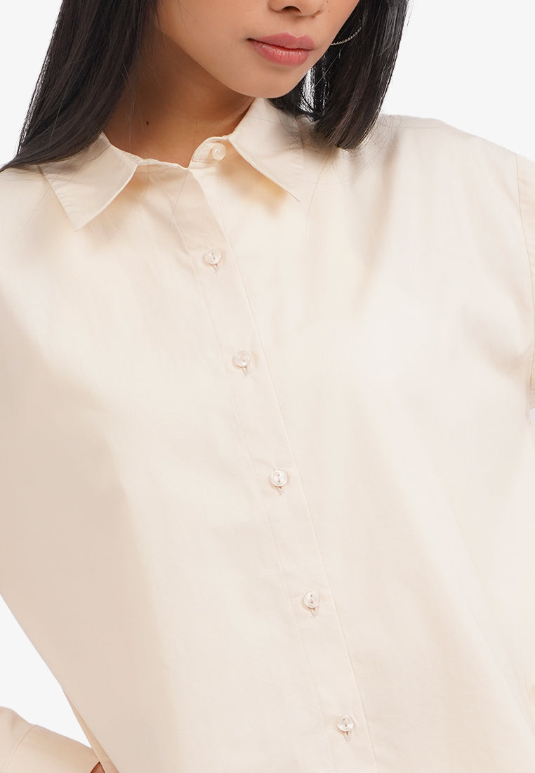 Basic Long Sleeve Shirt Beige