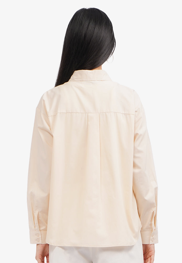 Basic Long Sleeve Shirt Beige