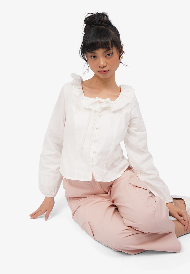 Long Sleeve Ruffles Blouse