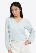 V-Neck Long Sleeve Wrap Blouse