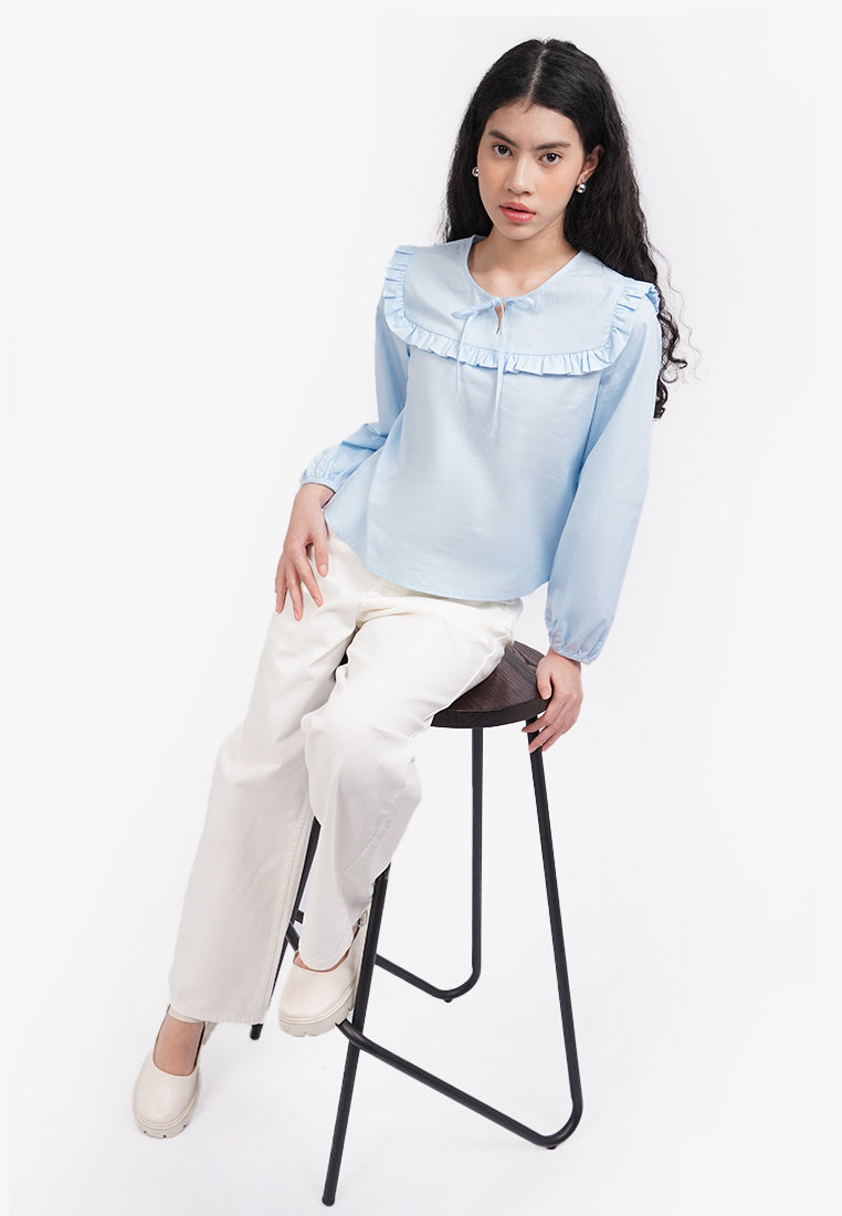 Long Sleeve Boho Blouse L.Blue