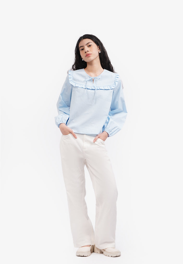 Long Sleeve Boho Blouse L.Blue