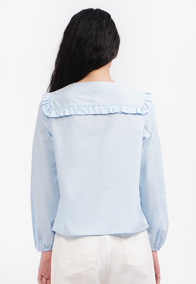 Long Sleeve Boho Blouse L.Blue
