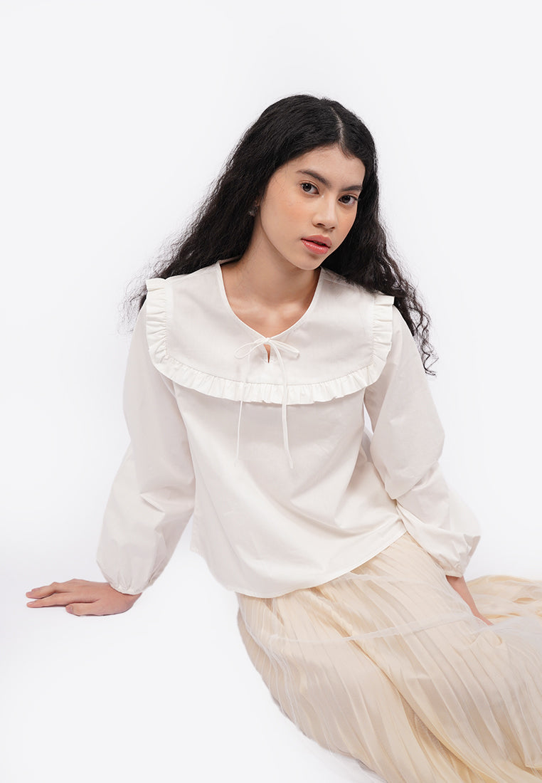 Long Sleeve Boho Blouse Off White