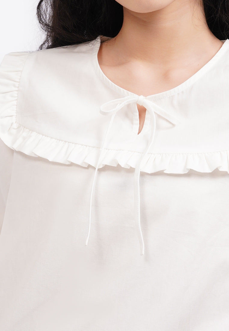 Long Sleeve Boho Blouse Off White