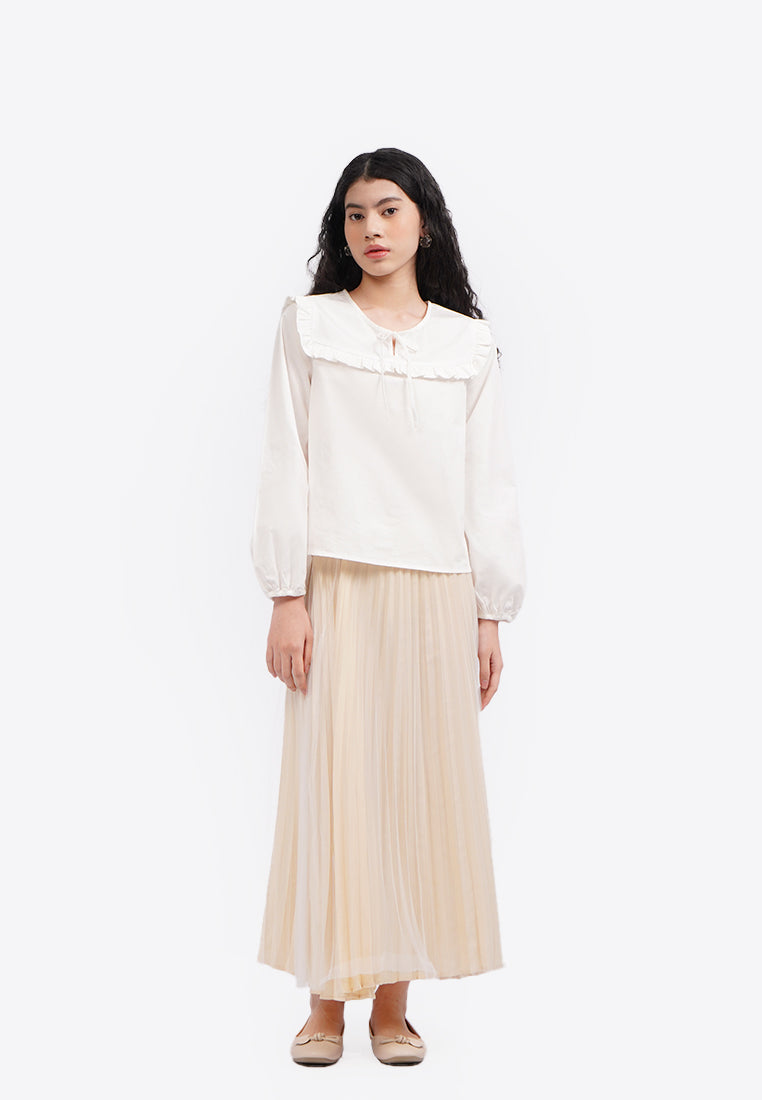 Long Sleeve Boho Blouse Off White