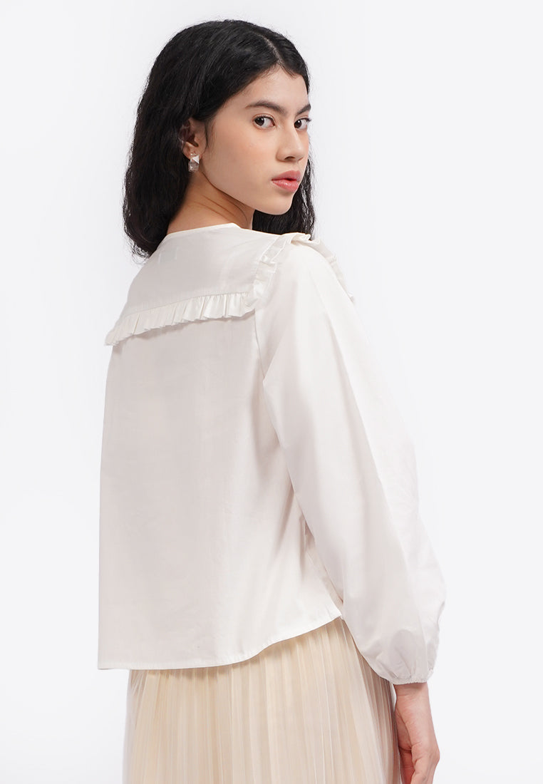 Long Sleeve Boho Blouse Off White