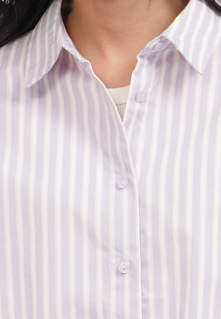 Split Tie Back Long Sleeve Shirt Lilac