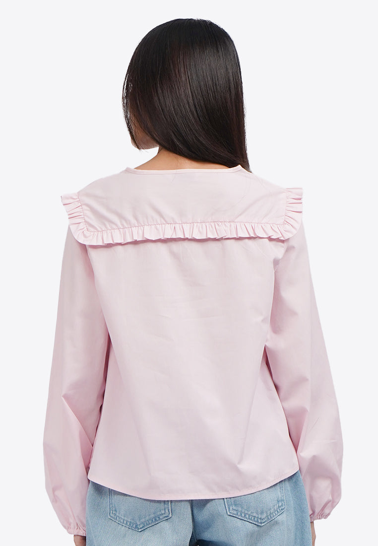 Frill Details Round Neck Blouse