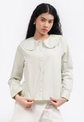 Wide Collar Long Sleeve Shirt