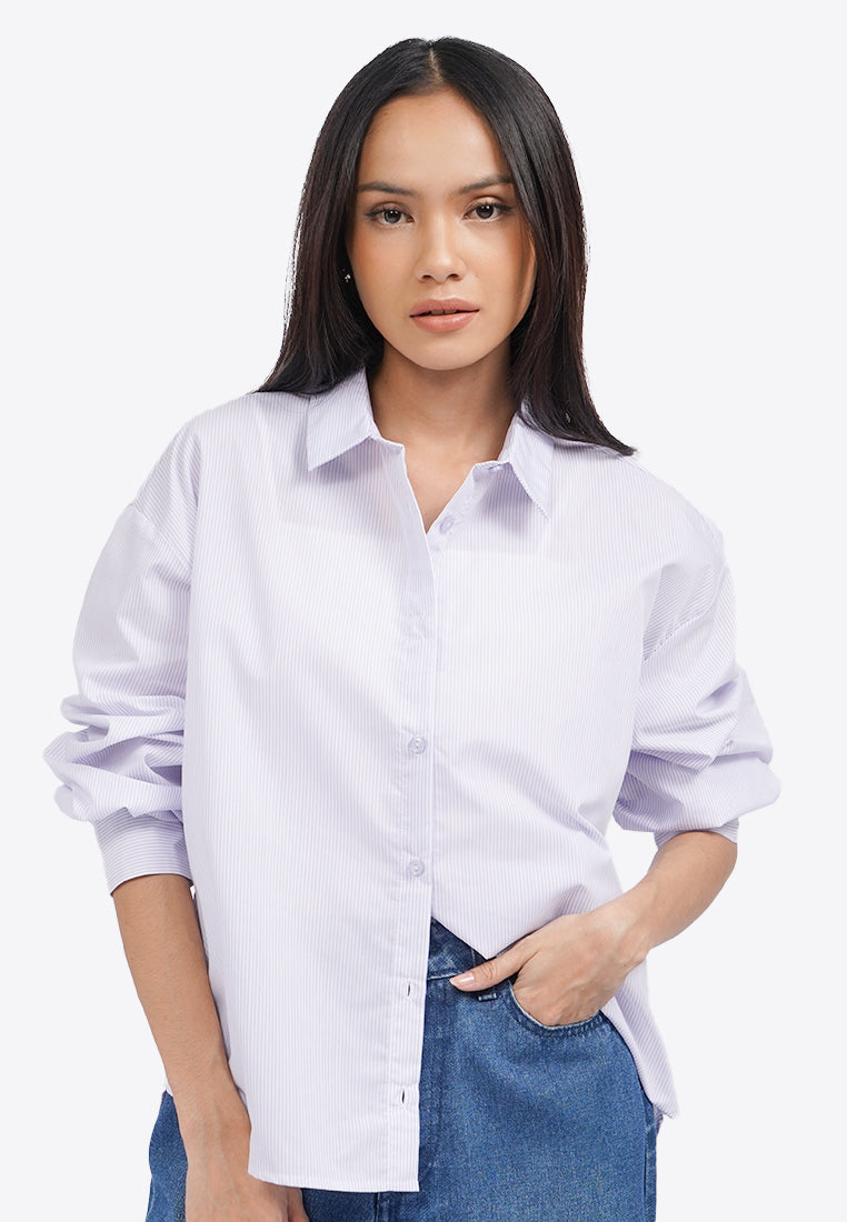 Split Tie Back Long Sleeve Shirt Grey