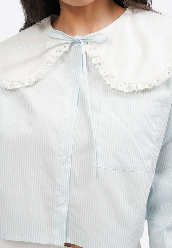 Stripe Blouse with Peterpan Collar