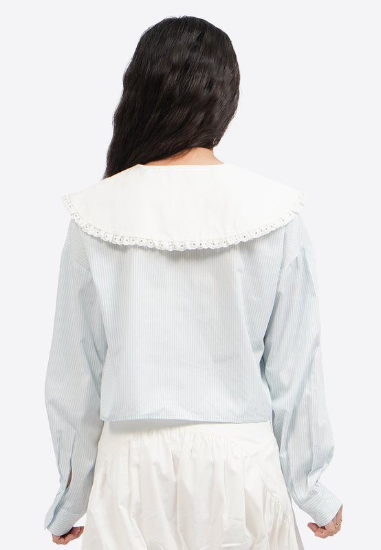 Stripe Blouse with Peterpan Collar