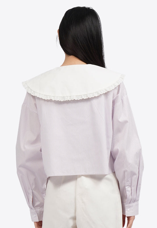 Stripe Blouse with Peterpan Collar