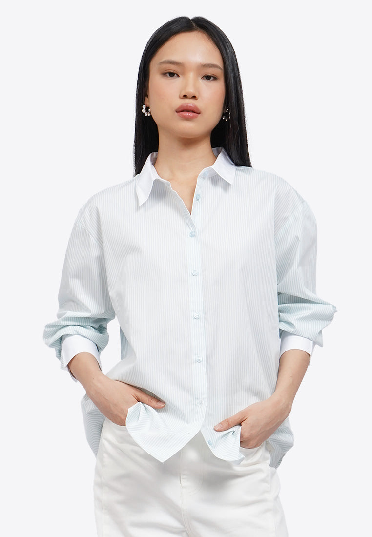 Contrast Detail Long Sleeve Shirt