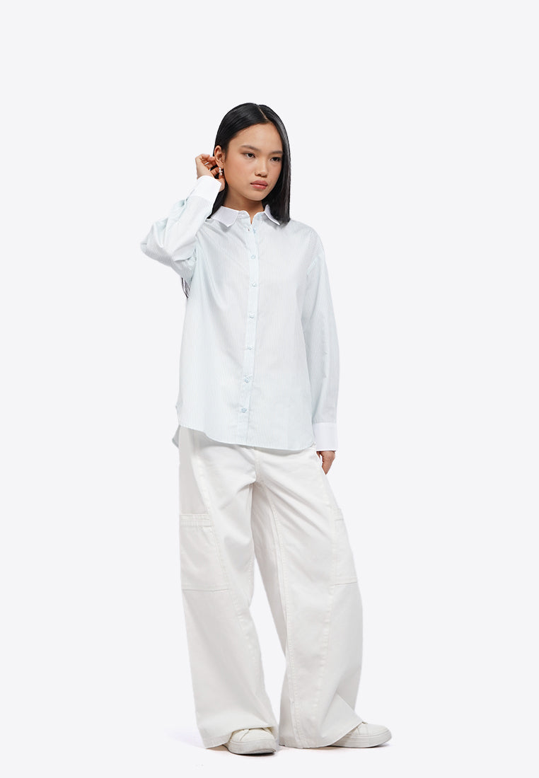 Contrast Detail Long Sleeve Shirt