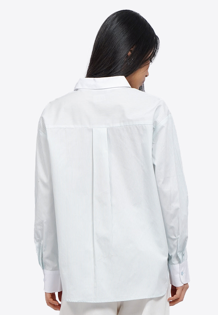 Contrast Detail Long Sleeve Shirt
