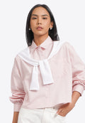 Contrast Shawl Long Sleeve Shirt