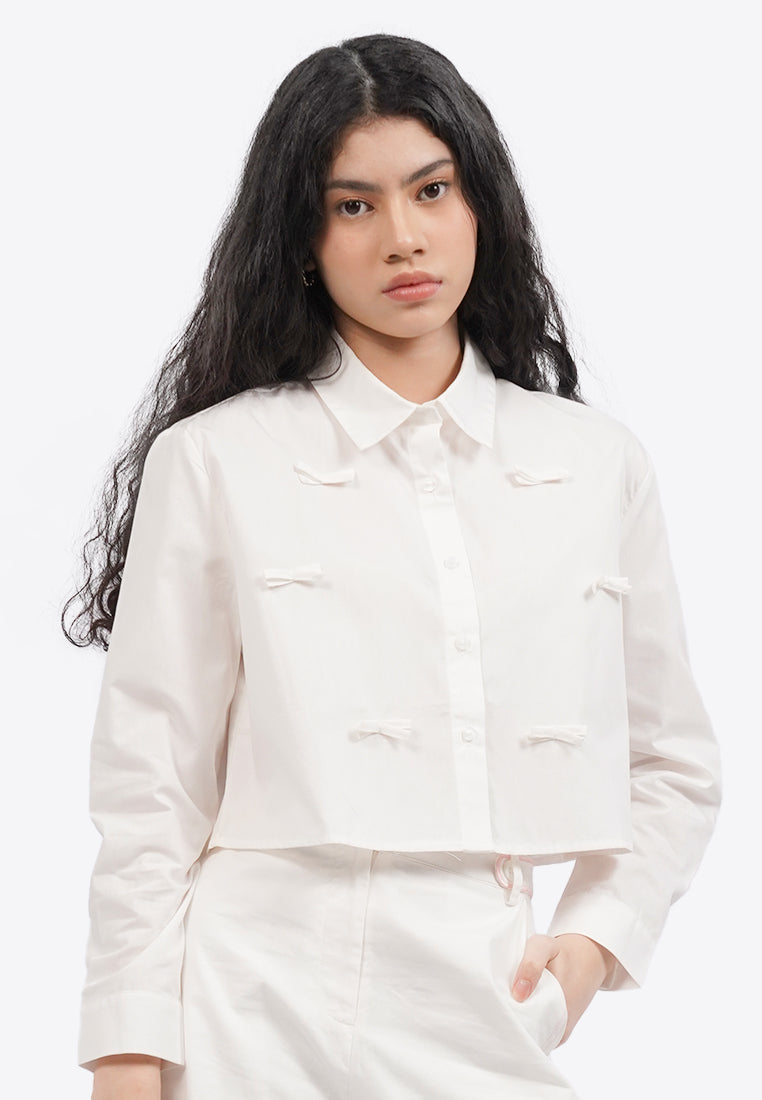 Long Sleeve Blouse with Ribbon Details