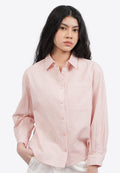 Textured Long Sleeve Stripes Blouse