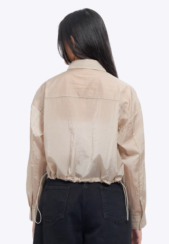 Cropped Long Sleeve Sheer Shirt